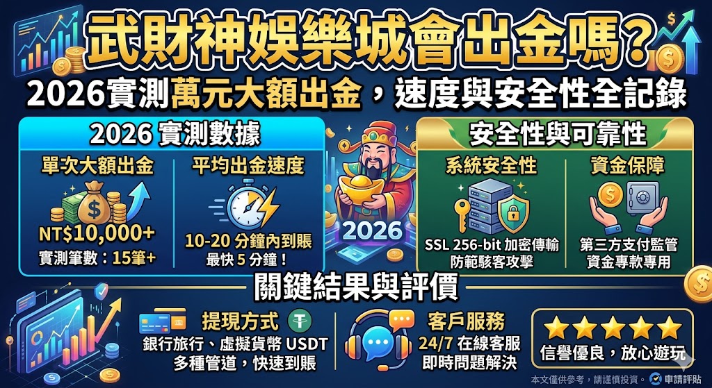 武財神娛樂城會出金嗎?2026實測萬元大額出金,速度與安全性全記錄
